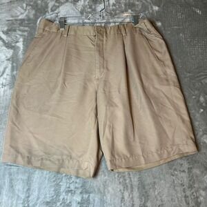 Nike Golf Mens Flat Front Pleated Chino Shorts Khaki Tan Size 35